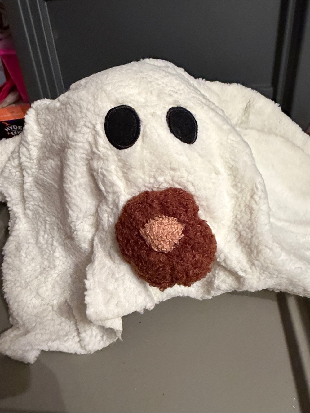Gus the ghost Plush White Kids Animal ghost Blanket with pumpkin